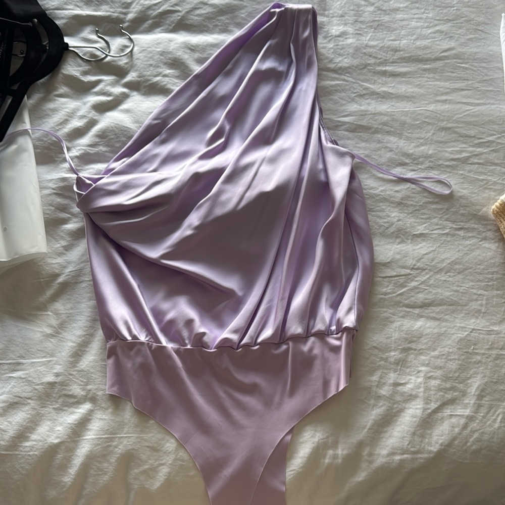 Lavender one shoulder body suit size M